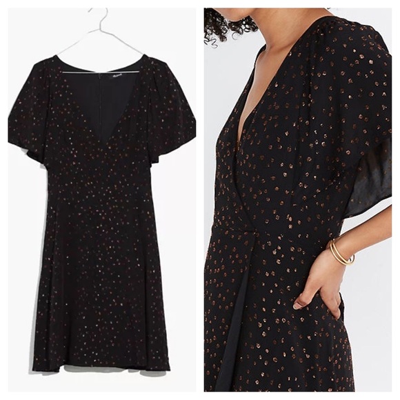 Madewell Dresses & Skirts - Madewell Cape-Sleeve Metallic Dot Mini Dress
